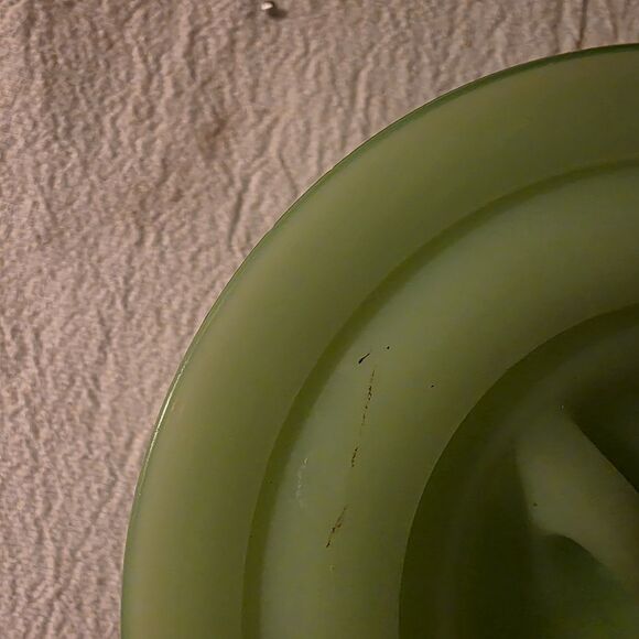 Vintage Art Deco Uranium Glass Jeannette Jadeite Lidded Beehive Drippings Bowl - Picture 6 of 6